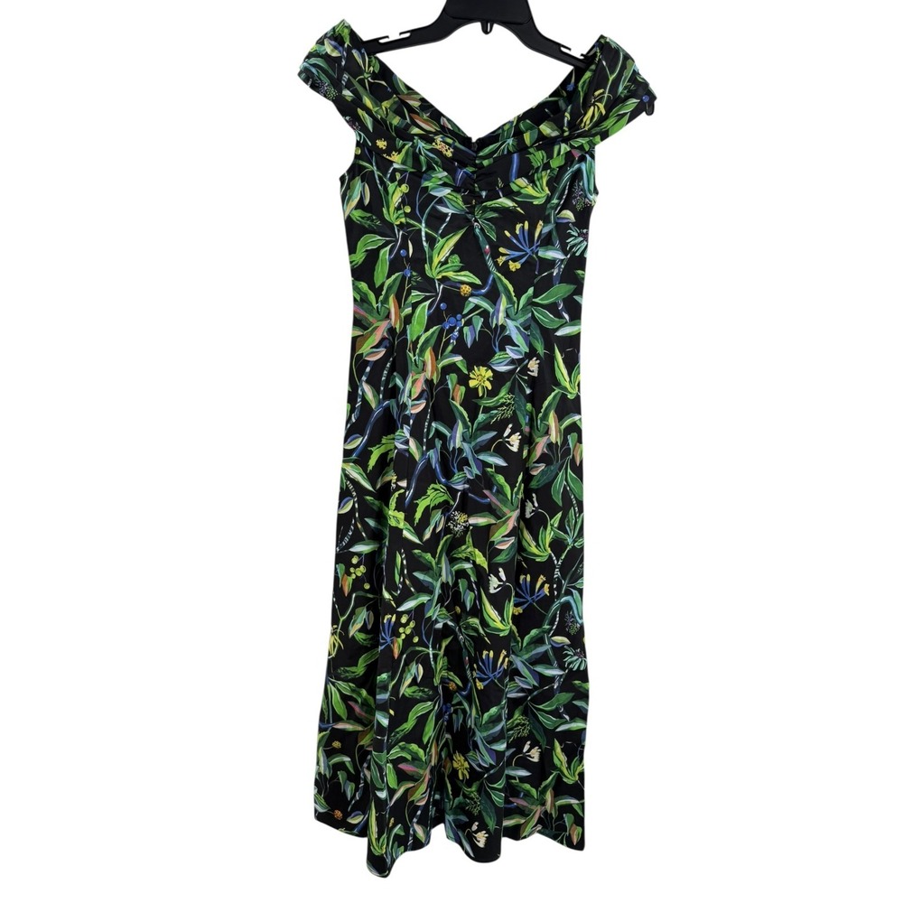 Jason Wu Pleated Women's Sz 2 Black Floral-Print Cotton-Sateen Midi Dress NWT - Picture 1 of 8
